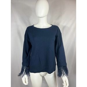 J. Crew Navy Sweater w/ feather sleeves